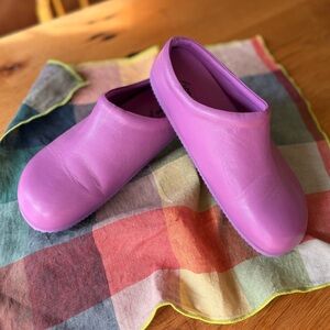 Free People Bright Purple Leather Clogs
